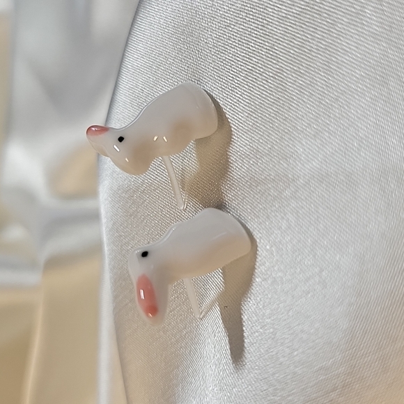 Ceramic Bunny Stud Earrings, metal free - Picture 5 of 7